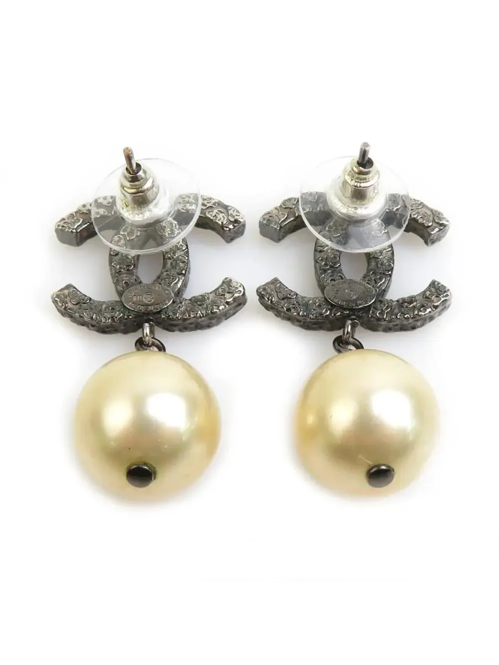 Auth Chanel Cc Logo Pierce Earrings #303134C32B